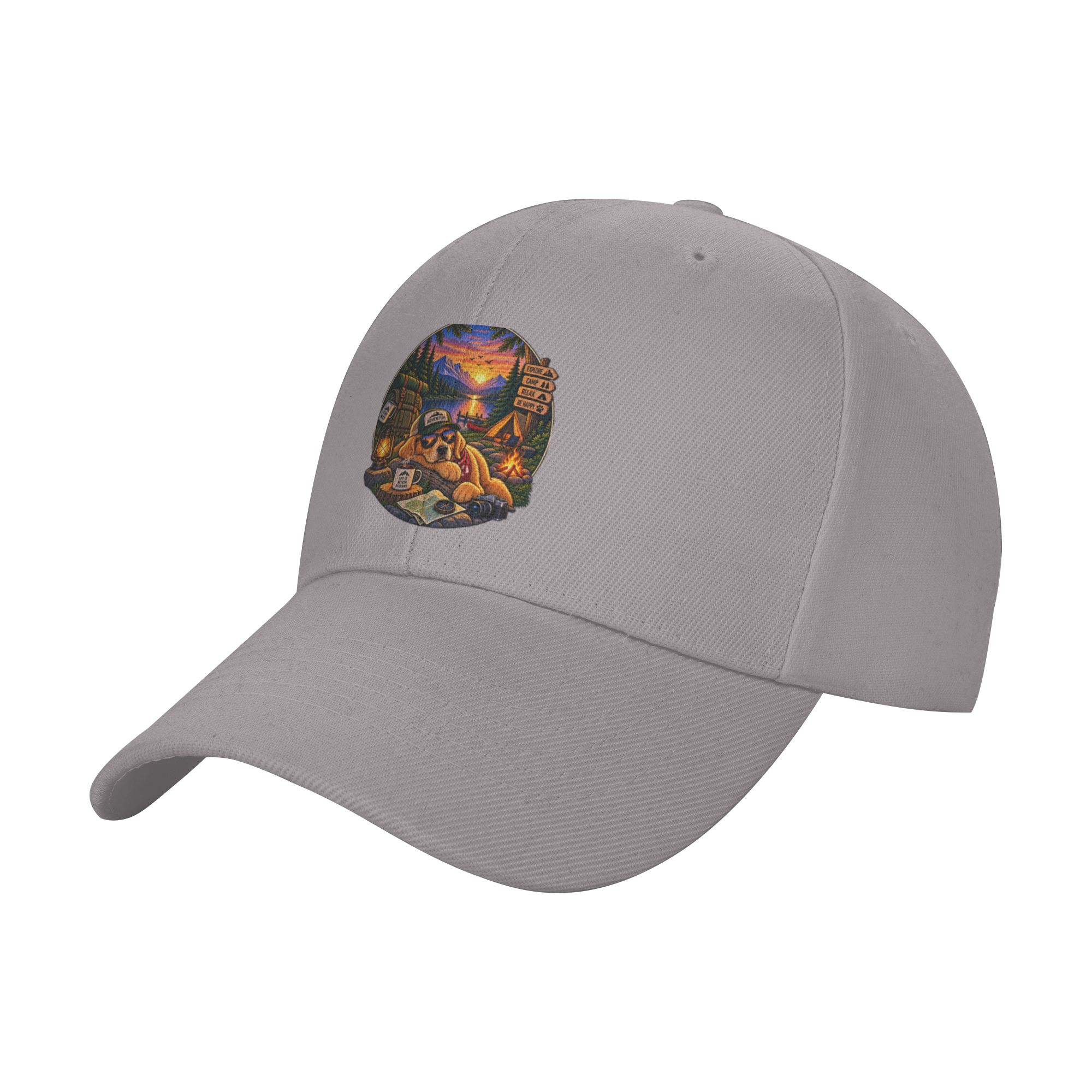 Outdoor Adventure Outfit - Golden Retriever Camping Adventure Patch Illustration