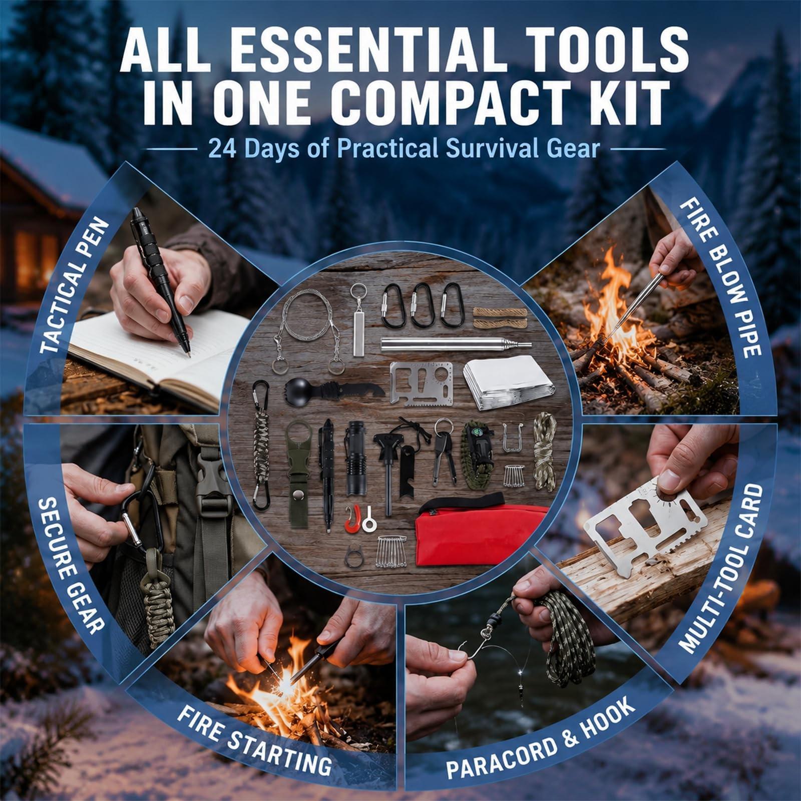 24-Day Survival Tool Christmas - Outdoor Adventure Birthday Party recension och pris